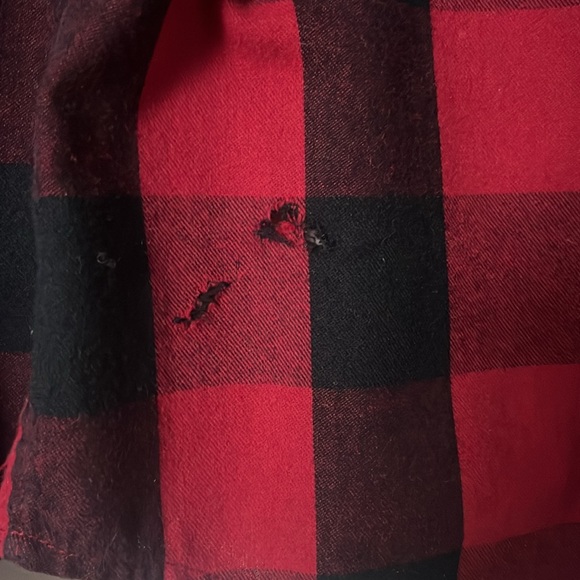 Beverly Hills Polo Club Button Up Mens M Red Black Buffalo Plaid Flannel - Picture 7 of 8